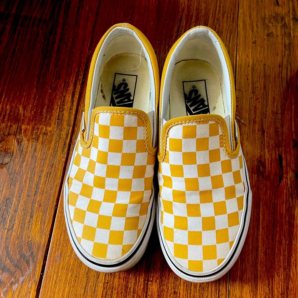yellow checkerboard vans